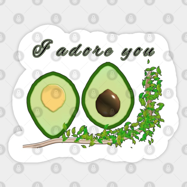 2 Avocado halves on a vine Sticker by zinfulljourney